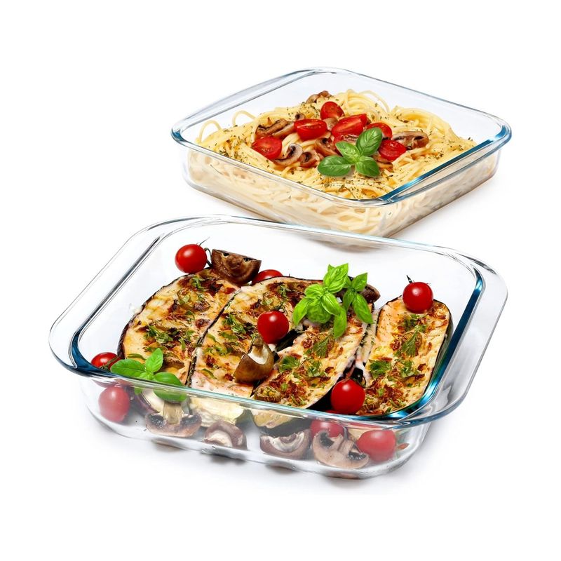 PENTHA - Fuente Bandeja Cuadrado de Vidrio Templado X3 Piezas