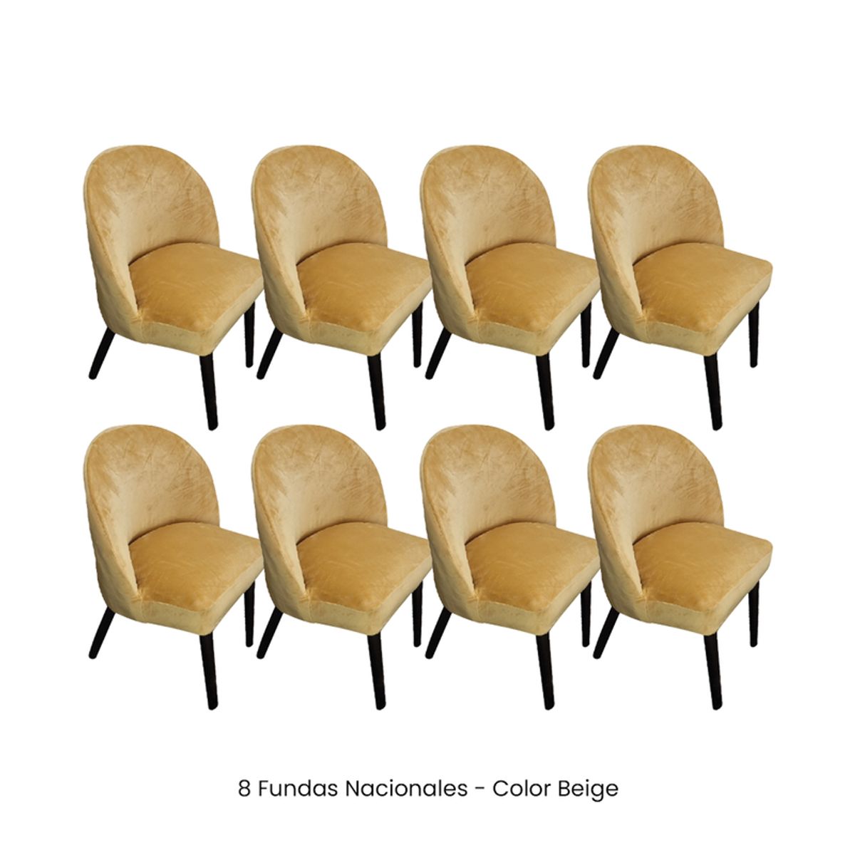 VIURE - 8 Fundas Nacionales de Terciopelo para Silla Vintage Curva - Camel