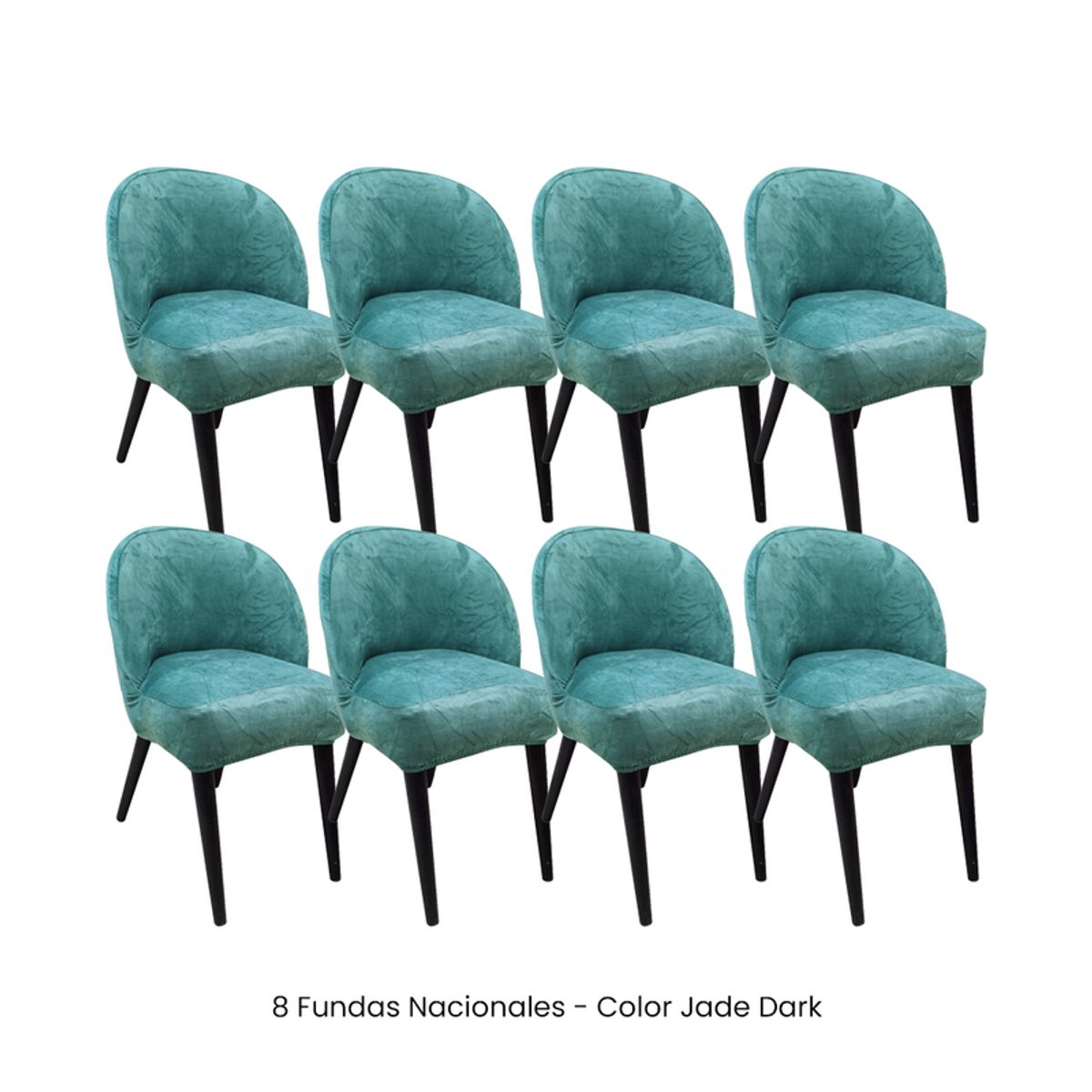 VIURE - 8 Fundas Nacionales de Terciopelo para Silla Vintage Curva - Jade Dark