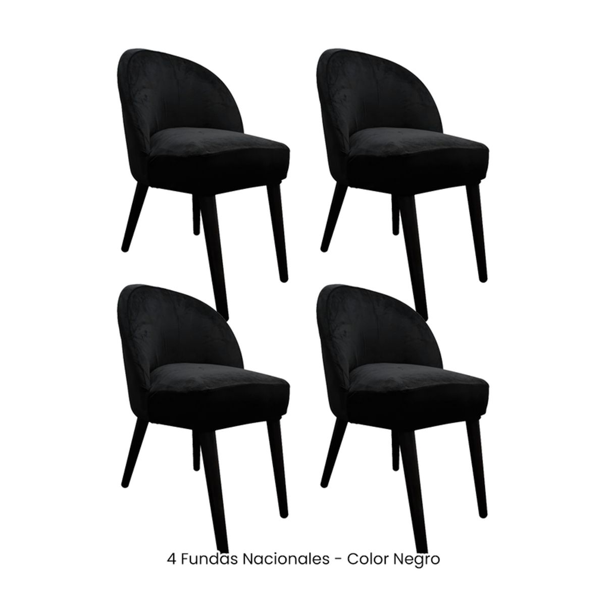 VIURE - 4 Fundas Nacionales de Terciopelo para Silla Vintage Curva - Negro