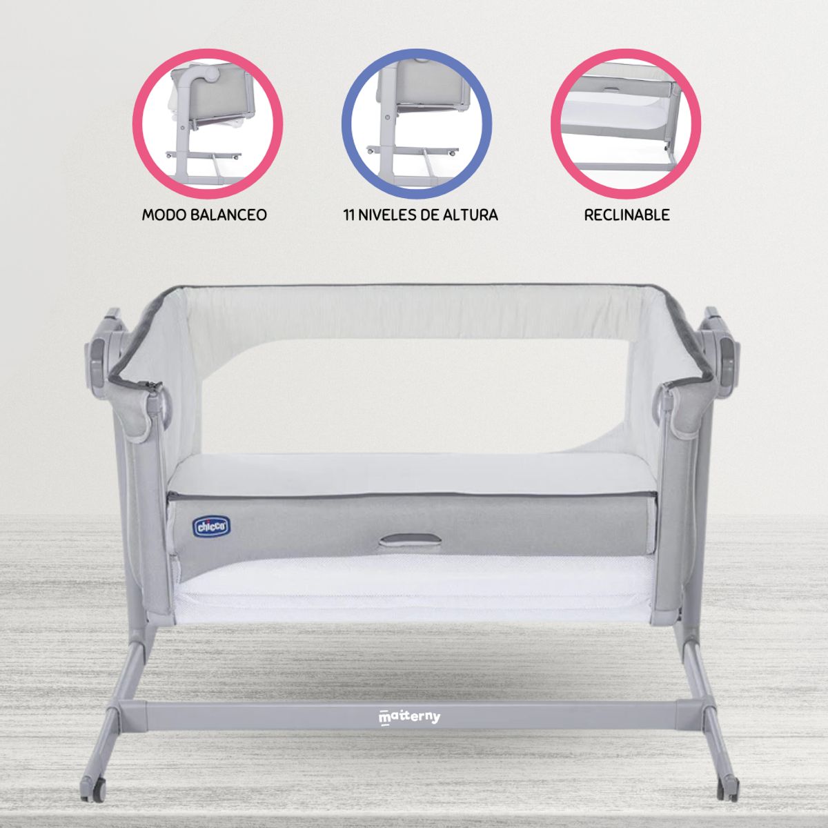 CHICCO - Cuna Colecho para Bebés «NEXT2ME MAGIC» Grey