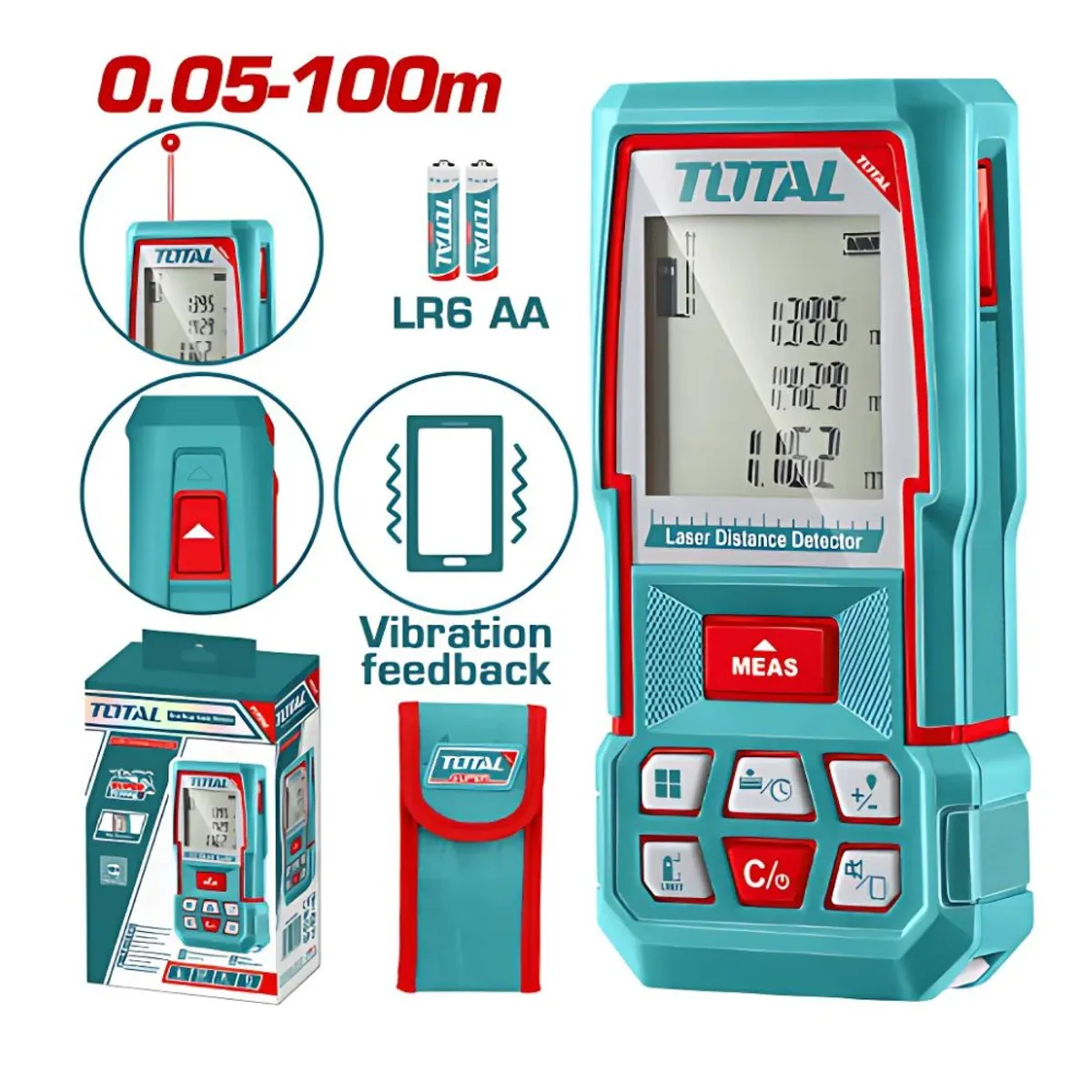 TOTAL TOOLS - Medidor de Distancia Laser Rango 005-100M Total - TMT51036