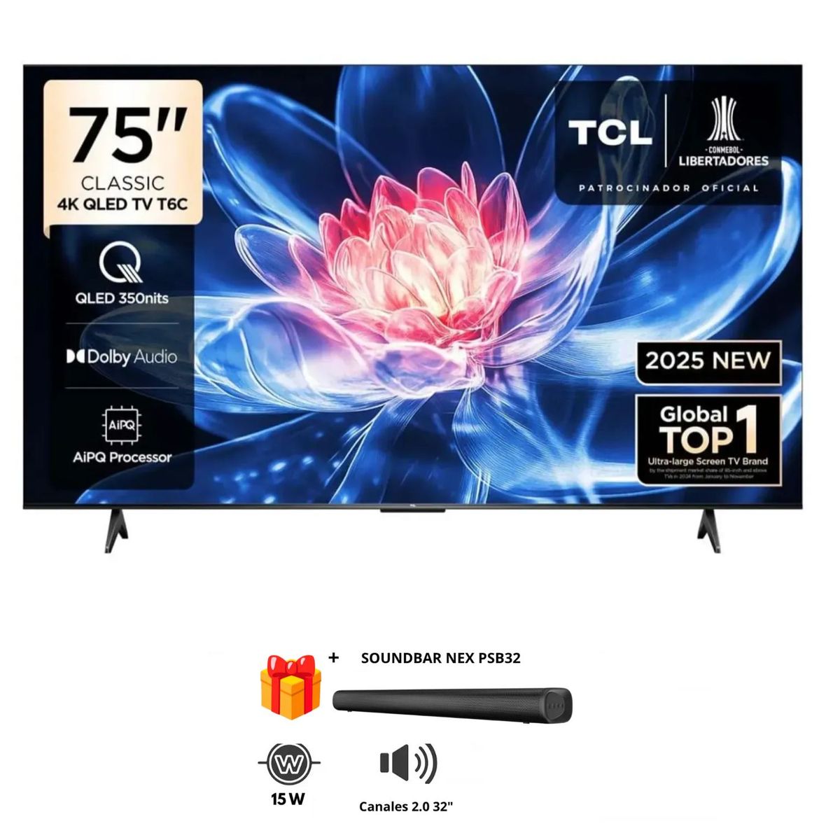 TCL - TELEVISOR TCL QLED 75 75T6C UHD 4K SMART TV + SOUNDBAR NEX PSB3