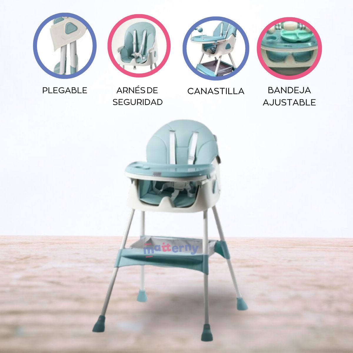 GENERICO - Silla de comer 3 en 1 «NÓRDICO» Edición Limitada Light Blue