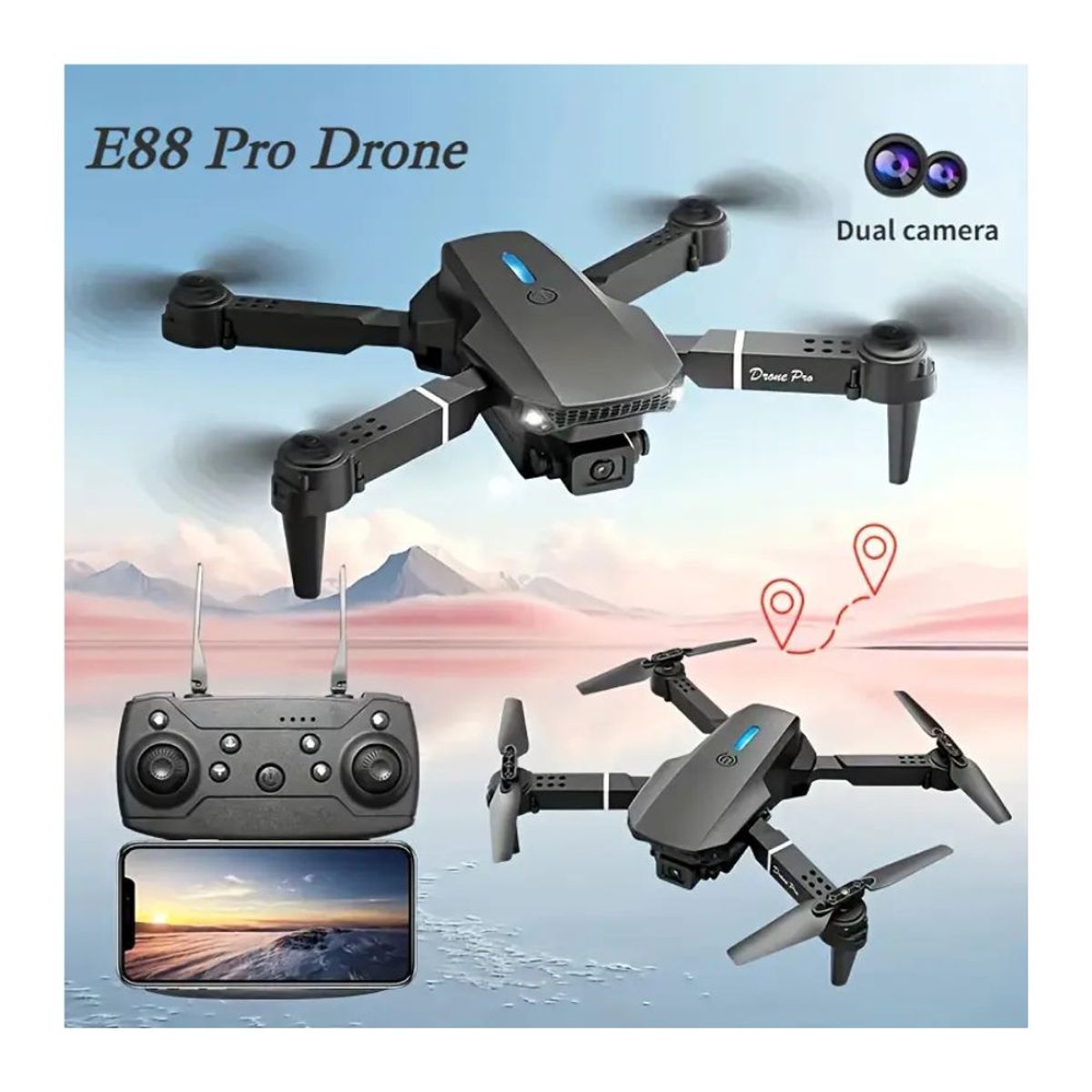 GENERICO - Drone E88 pro con doble cámara 1 bateria