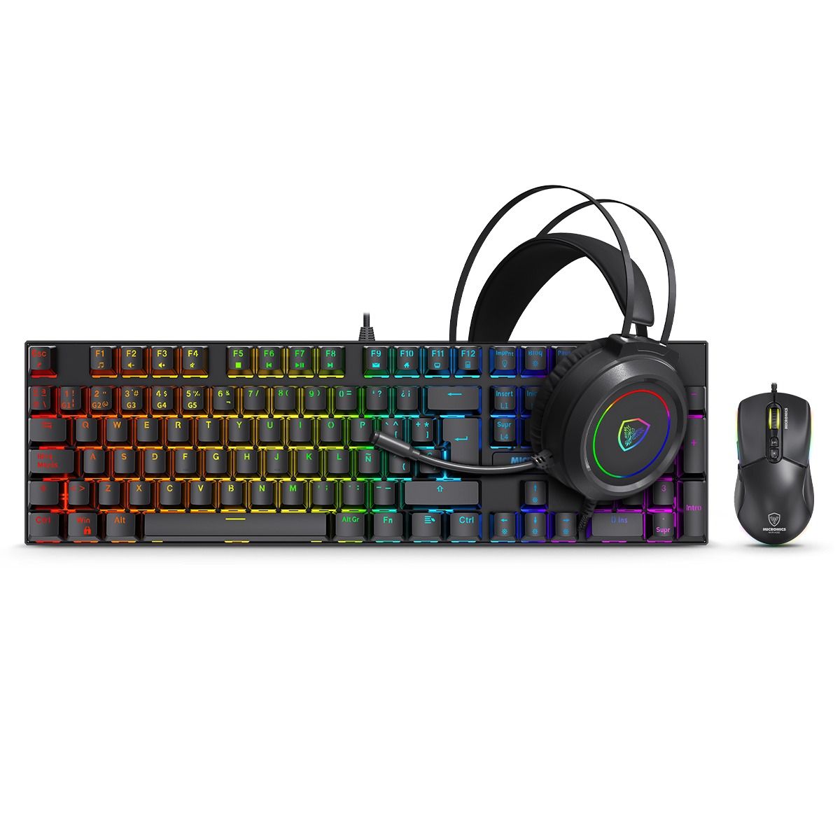MICRONICS - KIT GAMER TECLADO MECANICO + MOUSE + AURICULAR MIRAGE BLACK MICRONICS