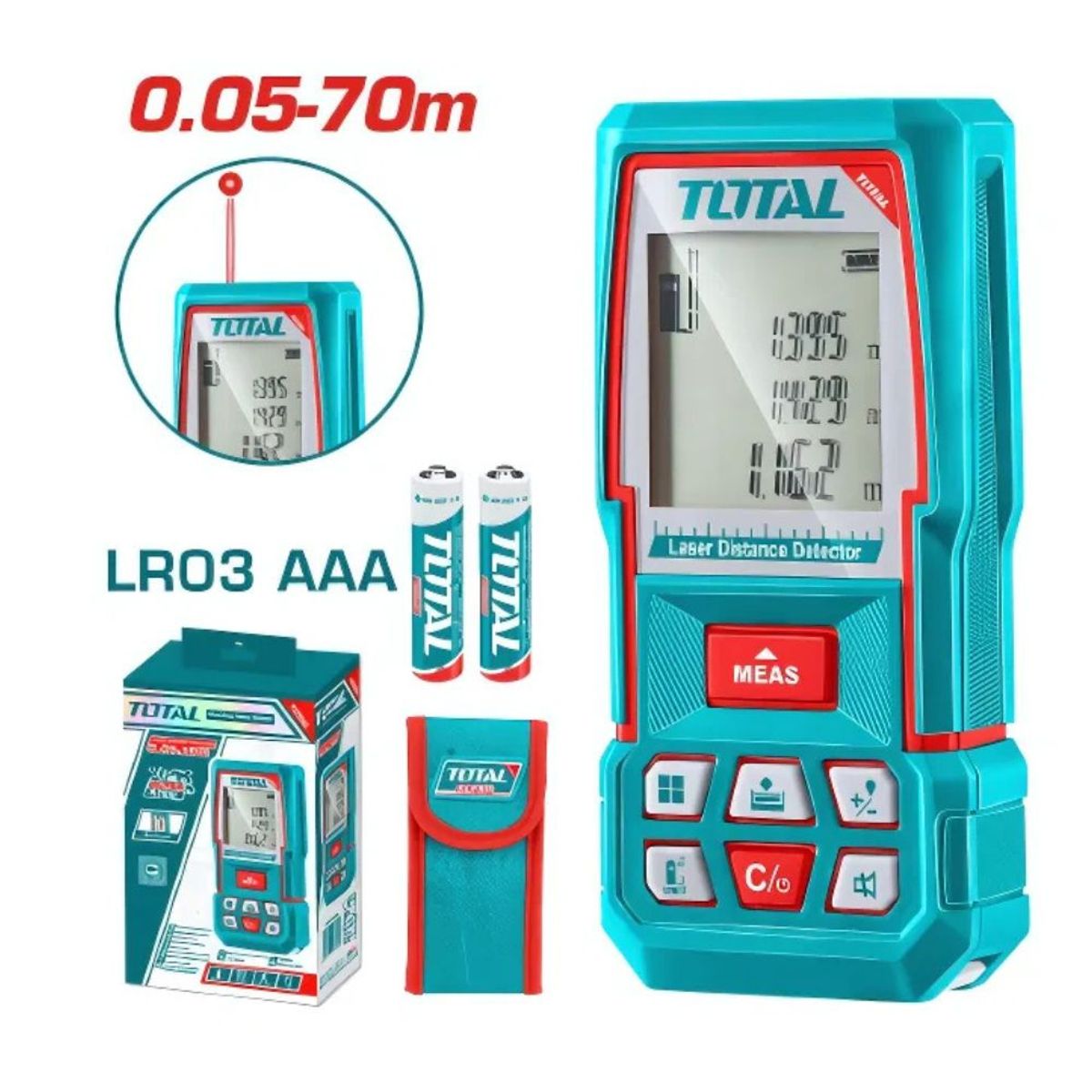 TOTAL TOOLS - Medidor De Distancia Laser 70m Rango 005-70M Total - TMT57026