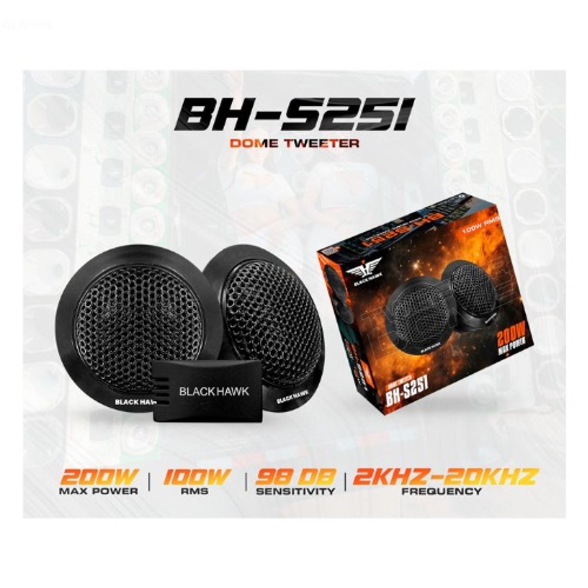 BLACK HAWK - TWEETER DE SEDA BLACK HAWK 2 PULGADAS 100RMS BH-S251