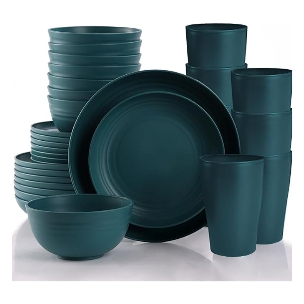 PIA COPELLO STORE - Juego de Vajilla Ecológica para 6 - 24 piezas - Verde