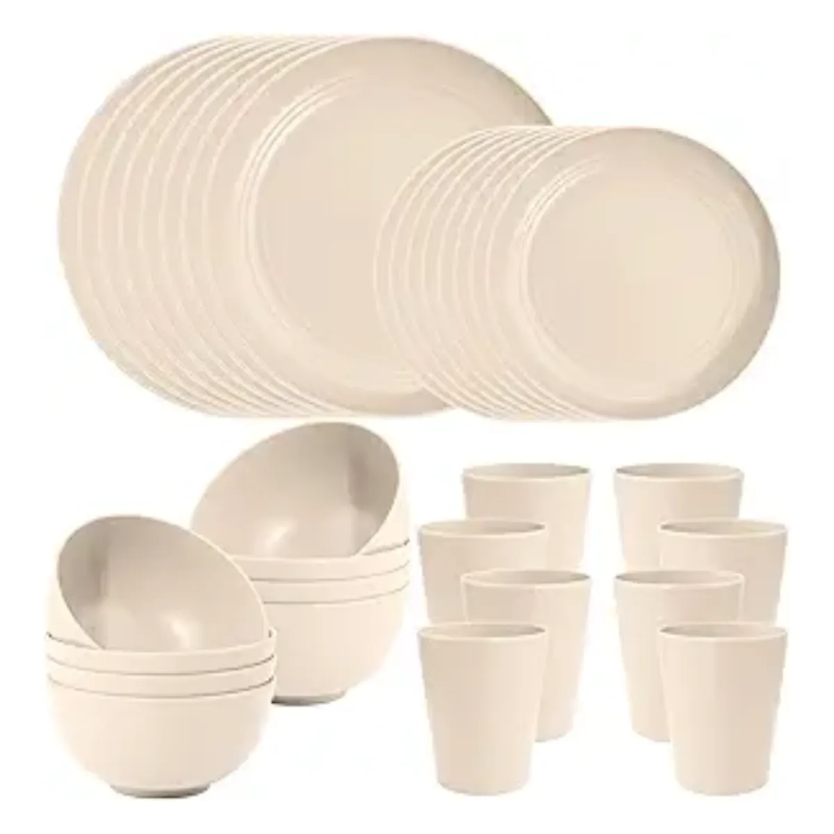 PIA COPELLO STORE - Juego de Vajilla Ecológica para 6 -  24 piezas - Beige