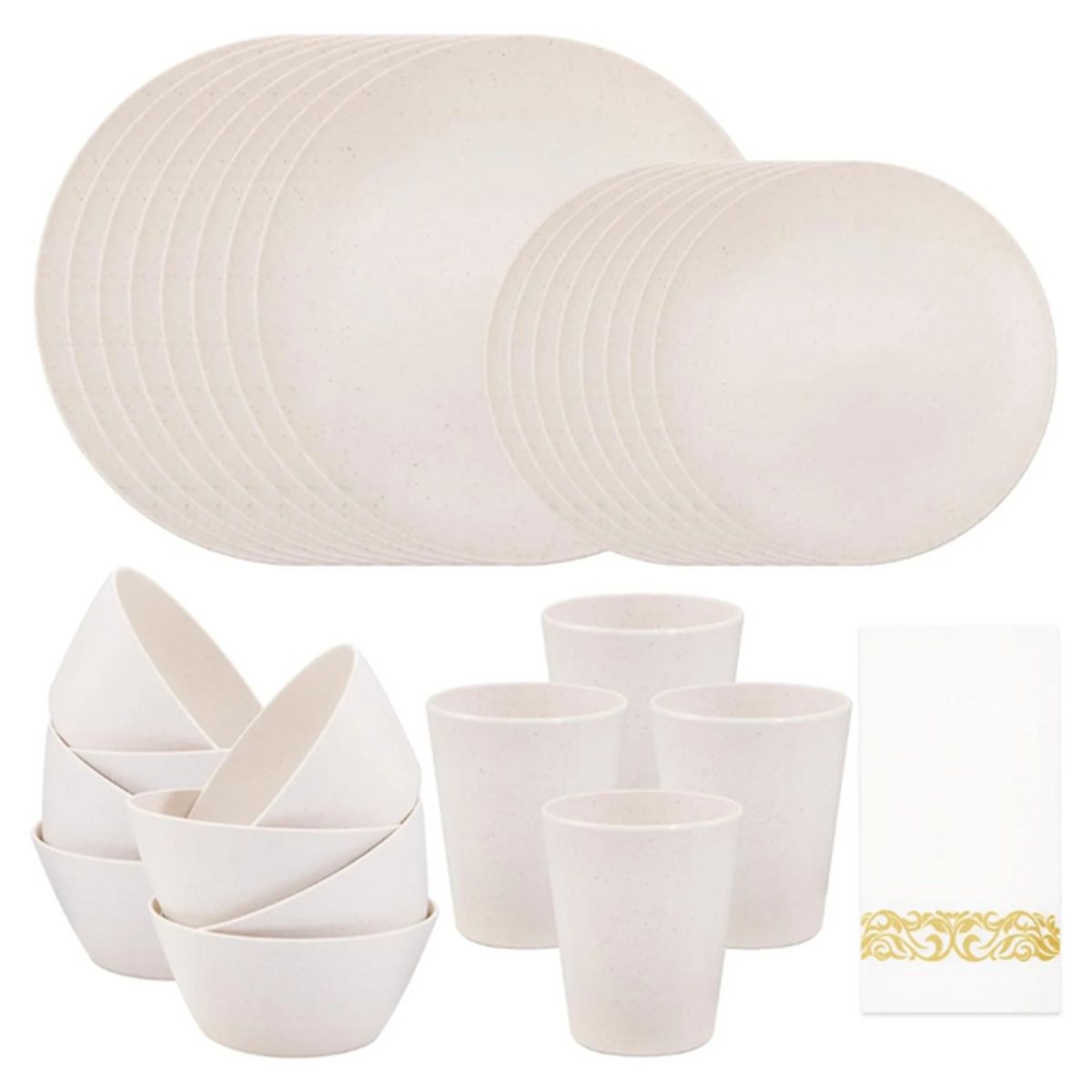 PIA COPELLO STORE - Juego de Vajilla Ecológico para 4 - 16 piezas - Blanco