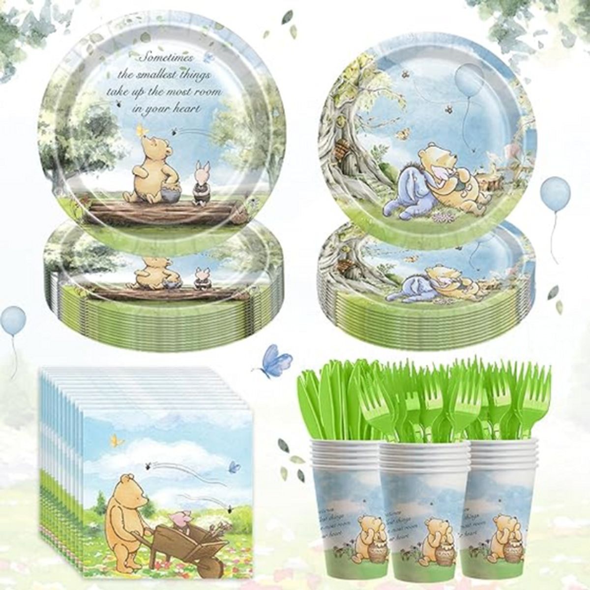 PIA COPELLO STORE - Set de Vajilla Descartable 80 Piezas - Osito