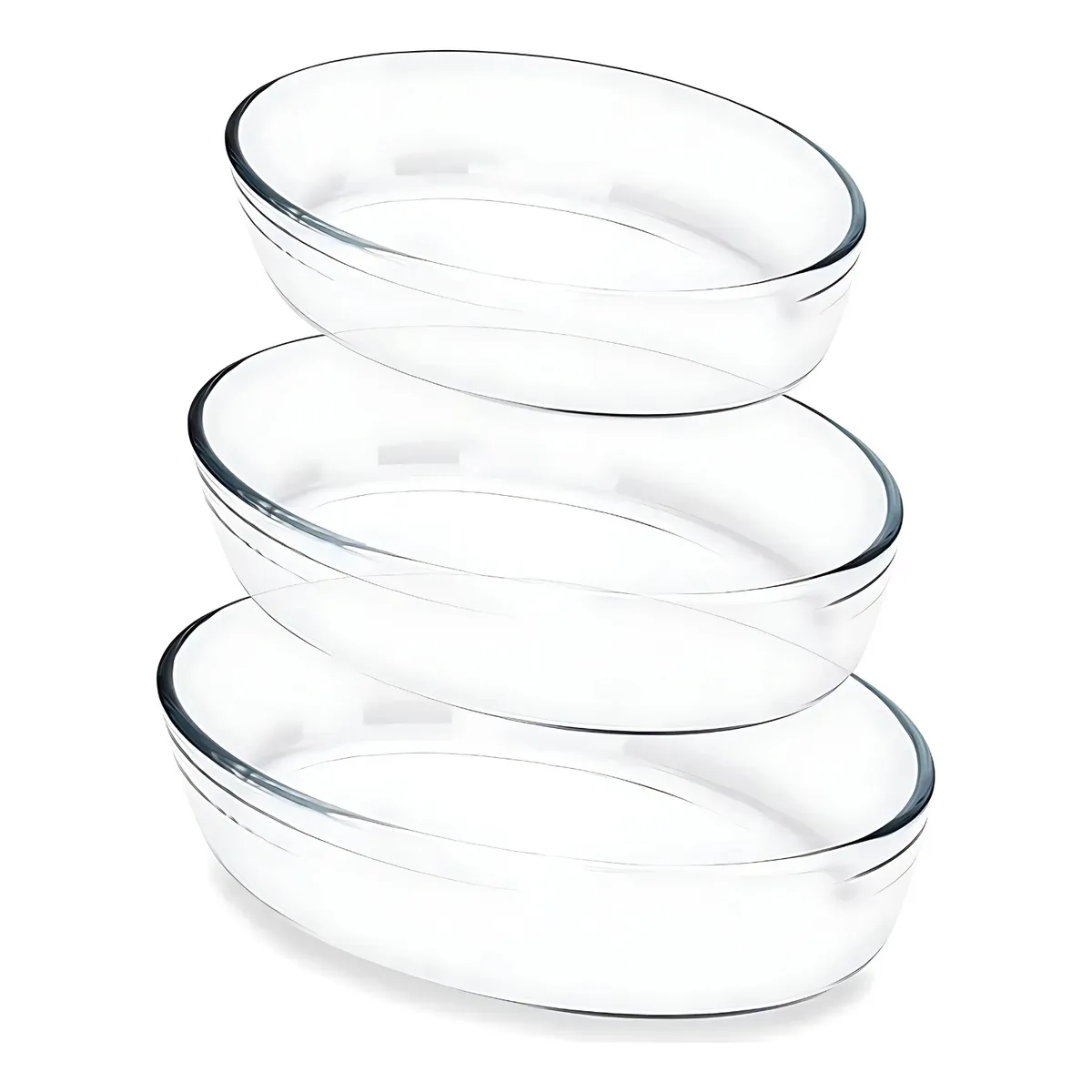 PENTHA - Set 3 Fuentes Ovaladas Vidrio Resistentes al Calor