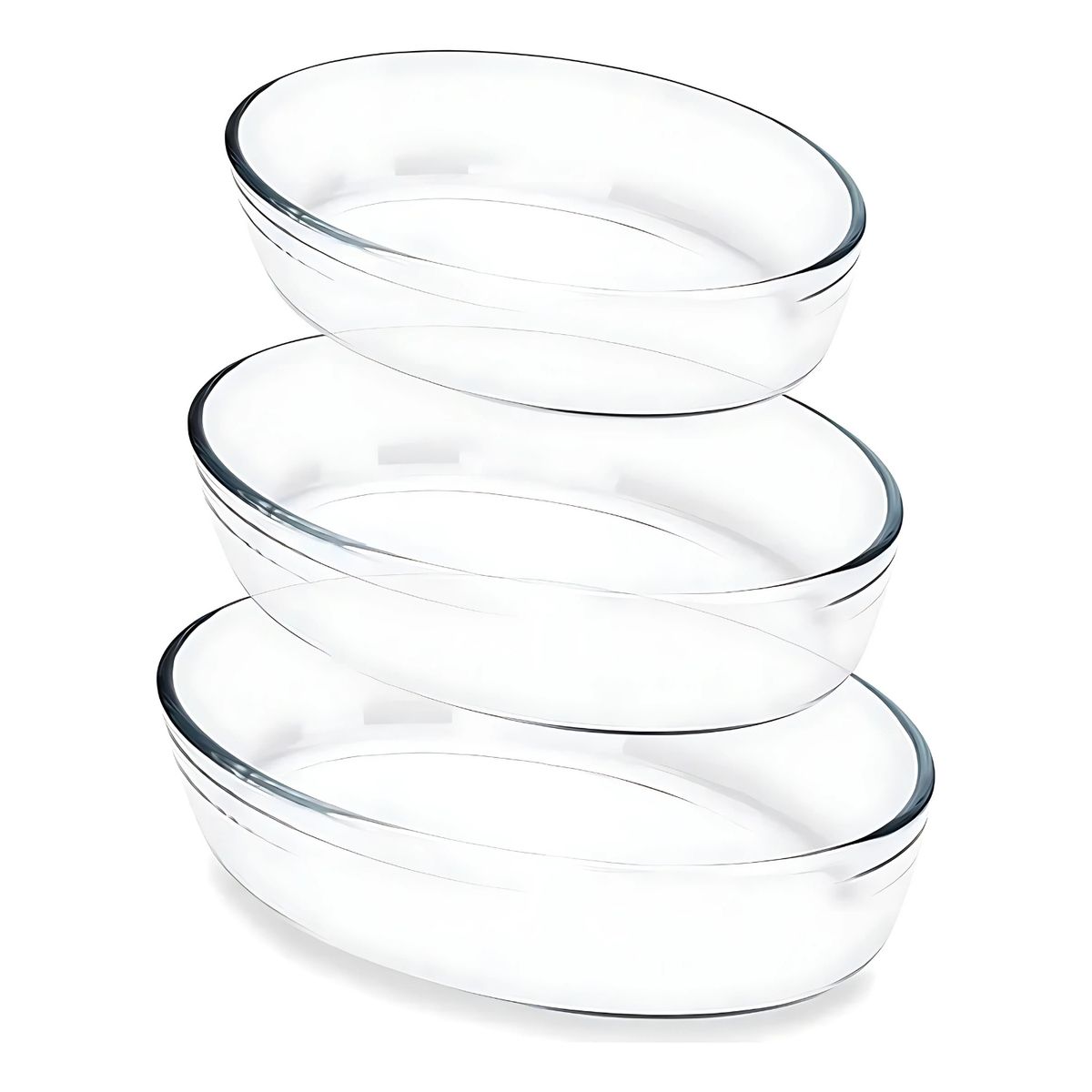 PENTHA - Set 3 Fuentes Ovaladas Vidrio Resistentes al Calor