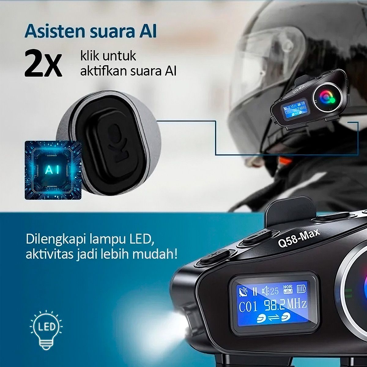 GENERICO - Intercomunicador Audifono Lantun Q58 MAX Para Casco De Moto