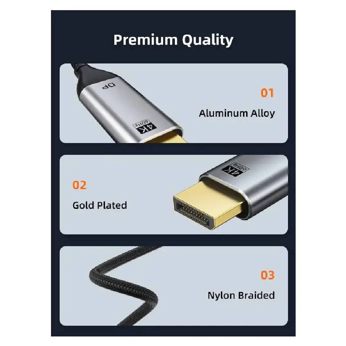 GENERICO - Cable USB-C a DisplayPort 1.2 4K 60Hz Alta Velocidad, Audio Multicanal