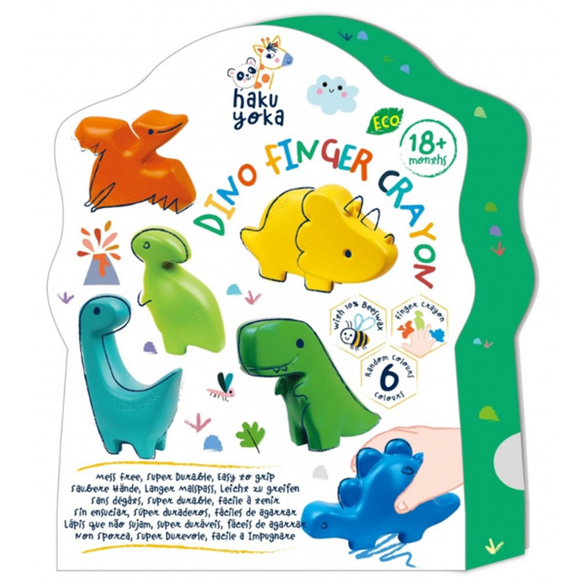 HAKU YOKA - Set de crayones modelo dinosaurio 06 unidades