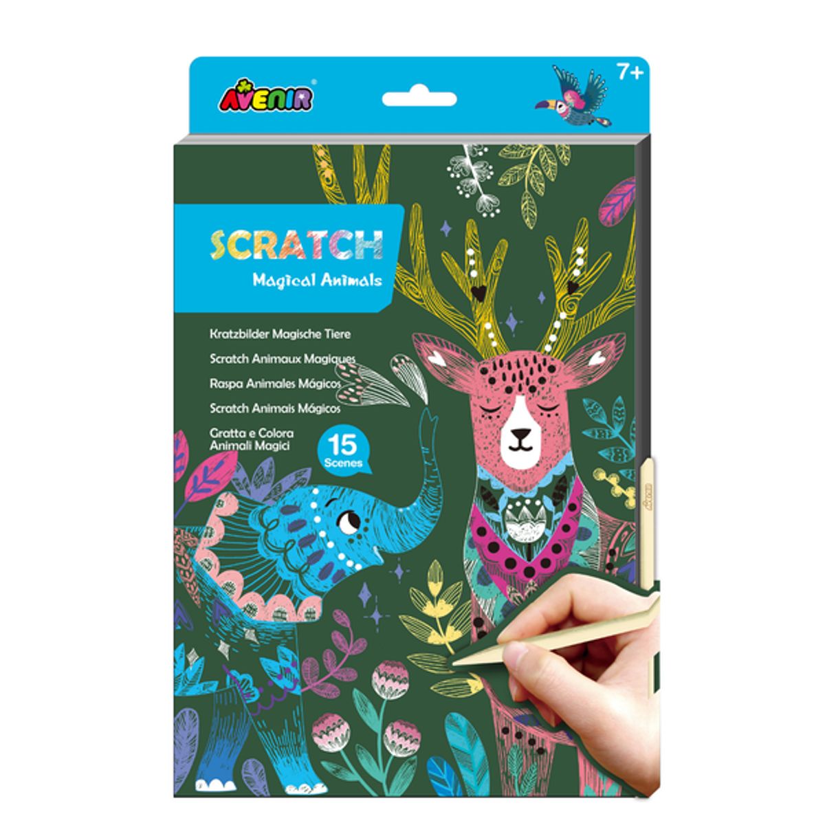 AVENIR - Libro A4 para raspar scratch modelo animales 15 hojas