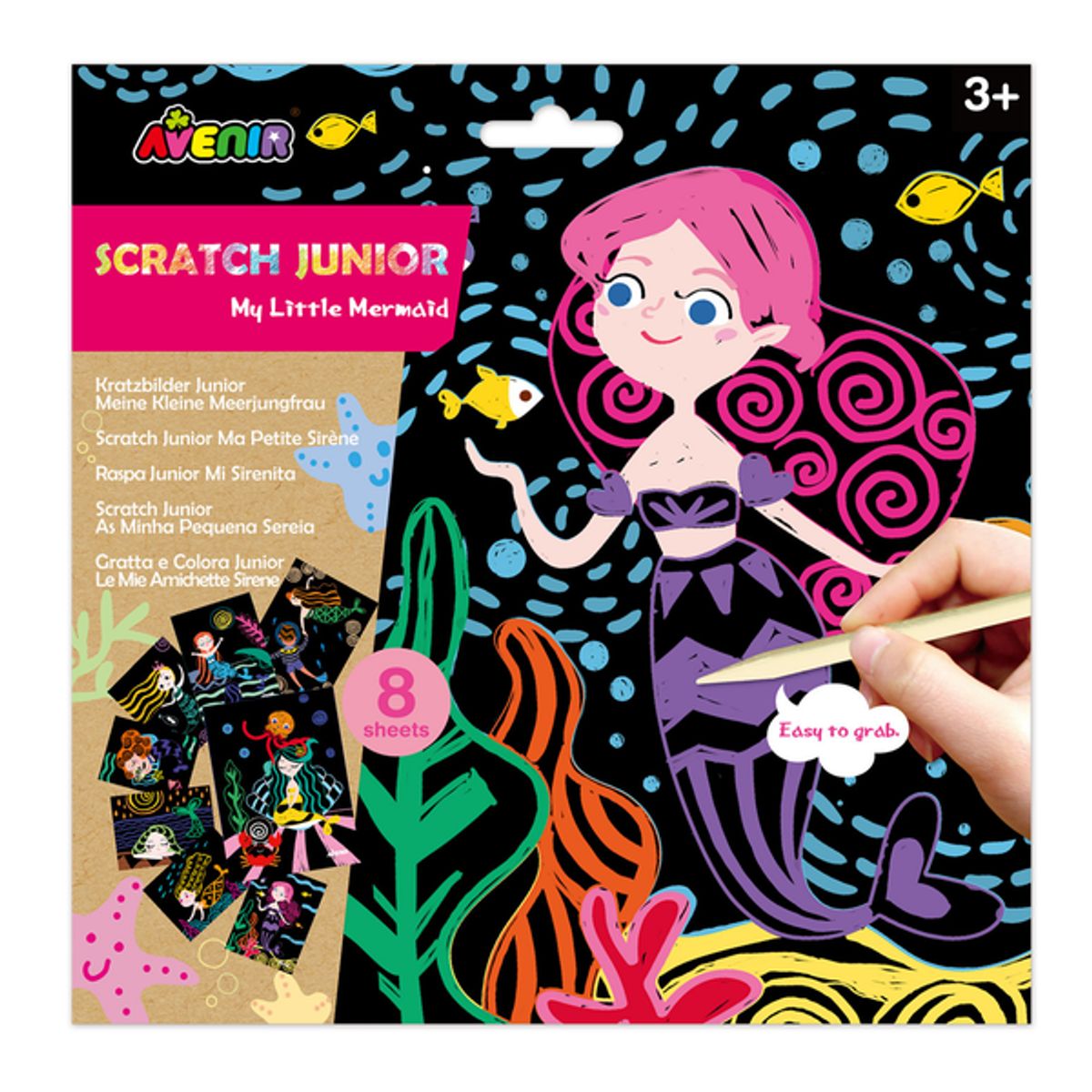 AVENIR - Hojas para raspar scratch junior modelo sirenas 08 piezas