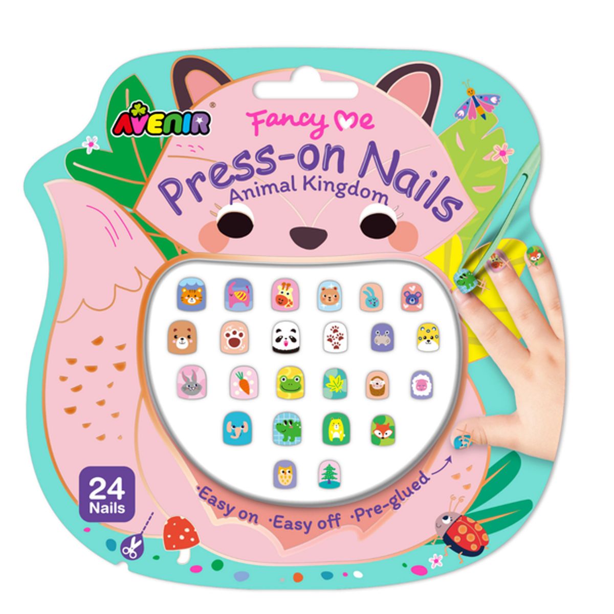 AVENIR - Stickers a presión para uñas modelo reino animal 24 piezas