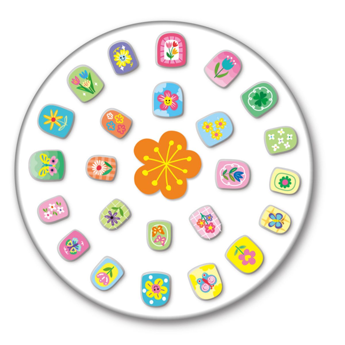 AVENIR - Stickers a presión para uñas modelo jardín 24 piezas