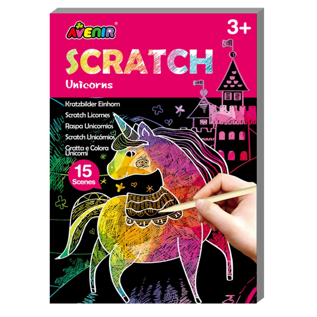 AVENIR - Libro mini para raspar scratch modelo unicornios 15 hojas