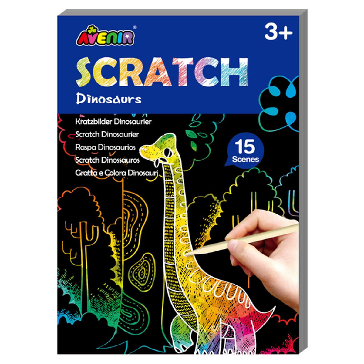 AVENIR - Libro mini para raspar scratch modelo dinosaurios 15 hojas