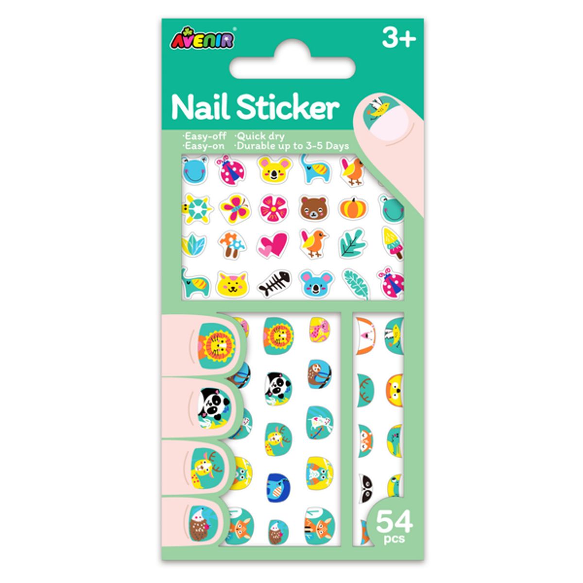 AVENIR - Stickers temporales para uñas modelo animales 38 piezas