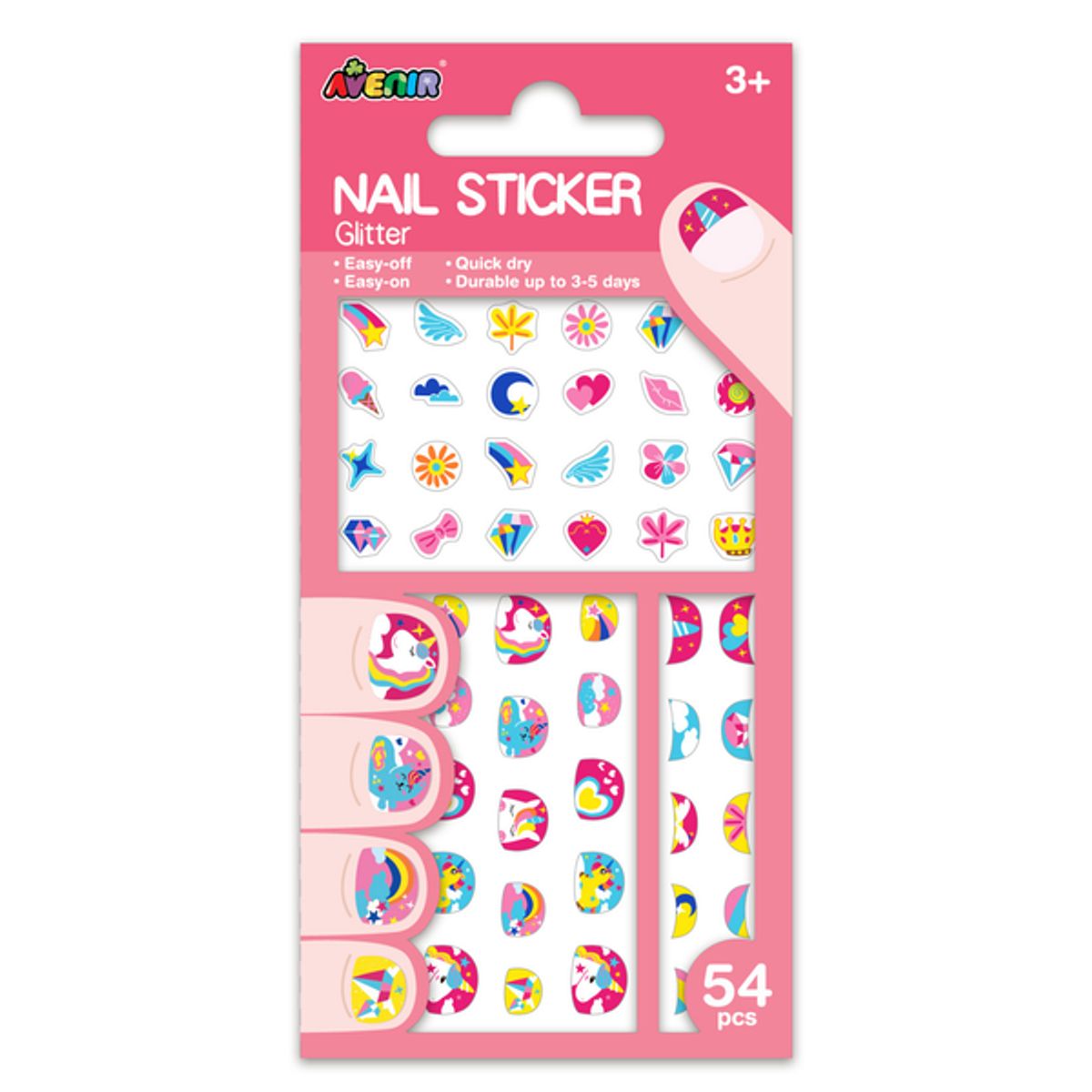 AVENIR - Stickers temporales para uñas modelo unicornio 38 piezas