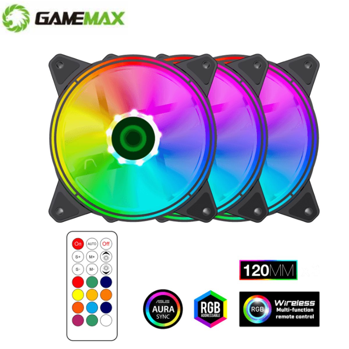 GAMEMAX - Cooler Para Case RGB-RQ300 3 x12cm GAMEMAX