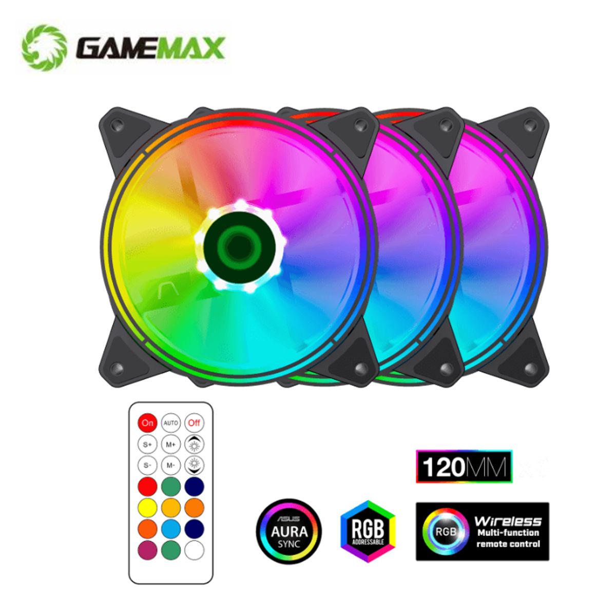 GAMEMAX - Cooler Para Case RGB-RQ300 3 x12cm GAMEMAX