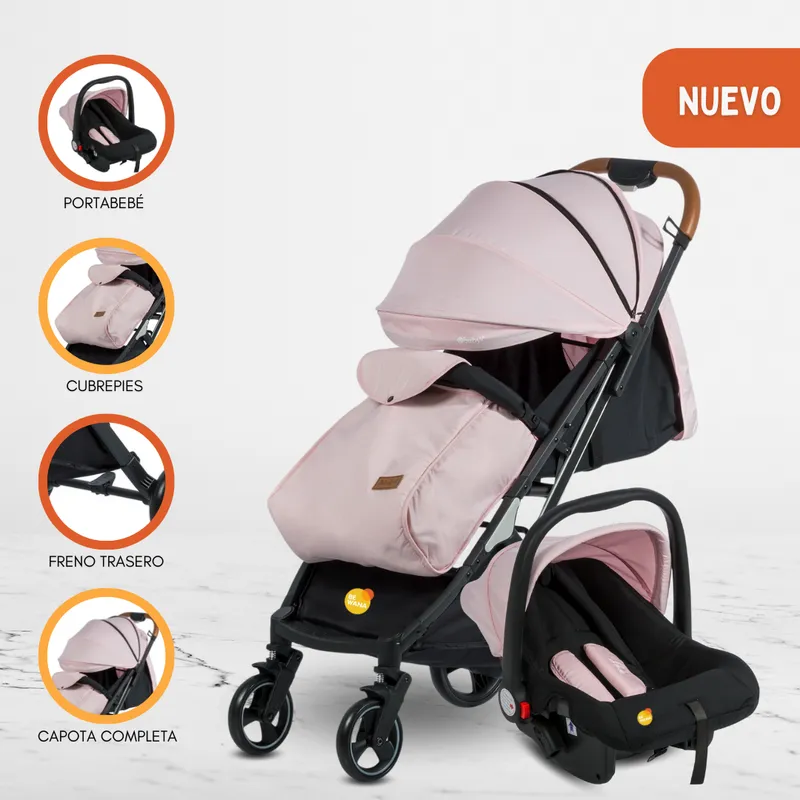 EBABY - Coche Maleta con Portabebes «HAPPY TRAVEL» Pink