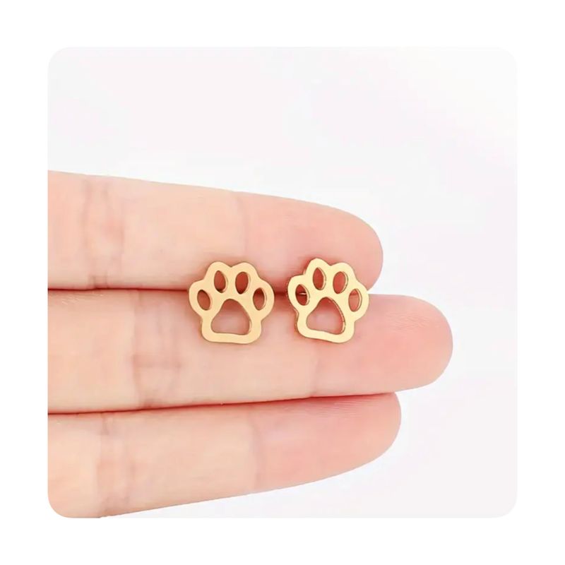 GENERICO - Aretes Acero - Patita Mascota Dorado