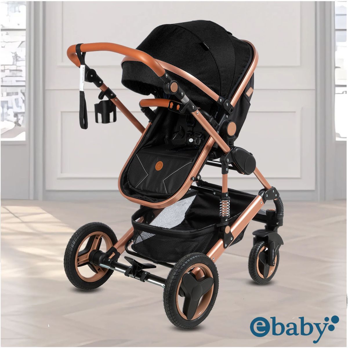 EBABY - Coche Moisés de Lujo «SAGIRA» Edición Limitada Black