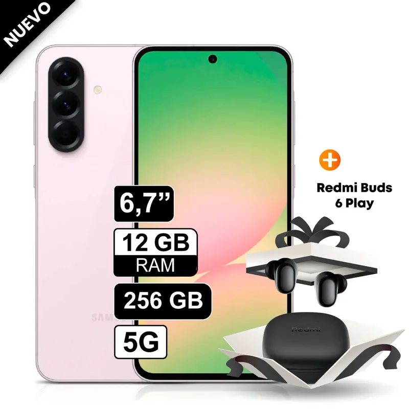 SAMSUNG - Celular Samsung Galaxy A56 5G 256GB 12GB RAM cámara 50MP frontal 12MP 67 Rosado + Redmi Buds 6 Play