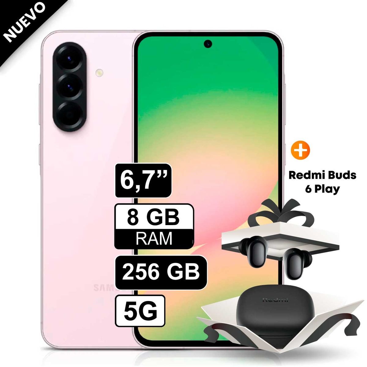 SAMSUNG - Celular Samsung Galaxy A56 5G 256GB 8GB RAM cámara 50MP frontal 12MP 67 Rosado + Redmi Buds 6 Play