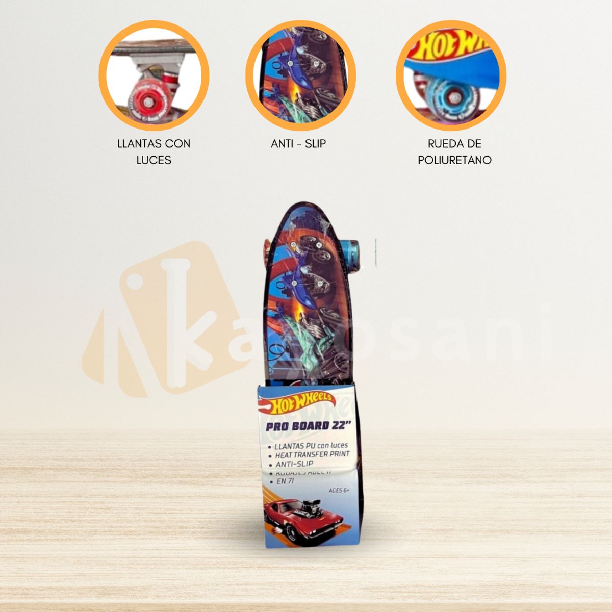 CUZKA - Skateboard para Niños «PENNY» 22″ Hot Wheels