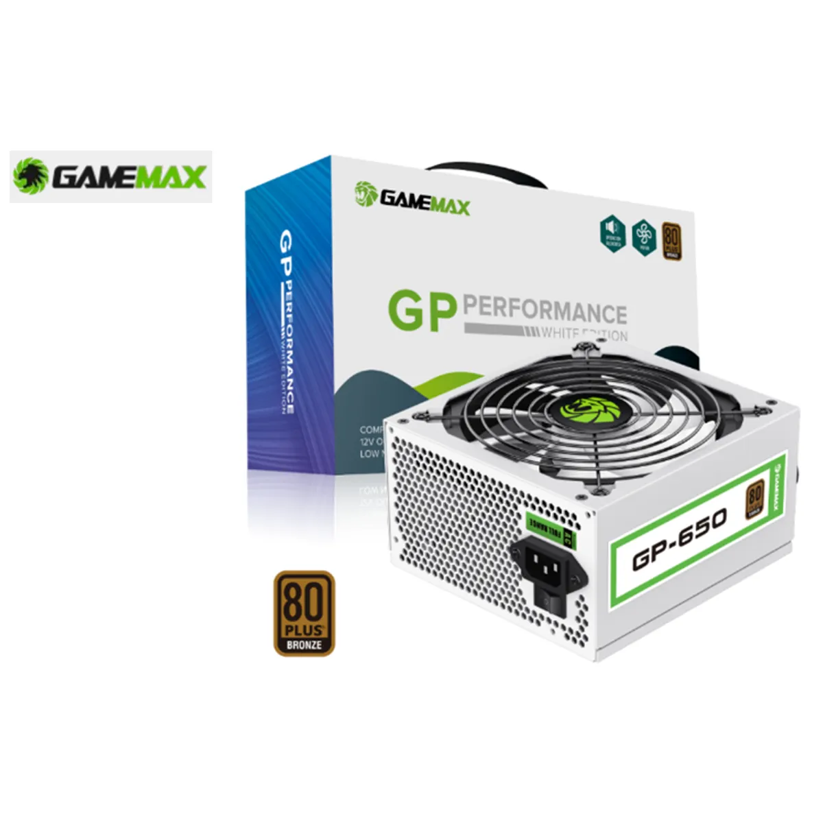 HALION - Fuente de Poder GAMEMAX GP-650W WHITE 80 PLUS BRONZE APFC HALION