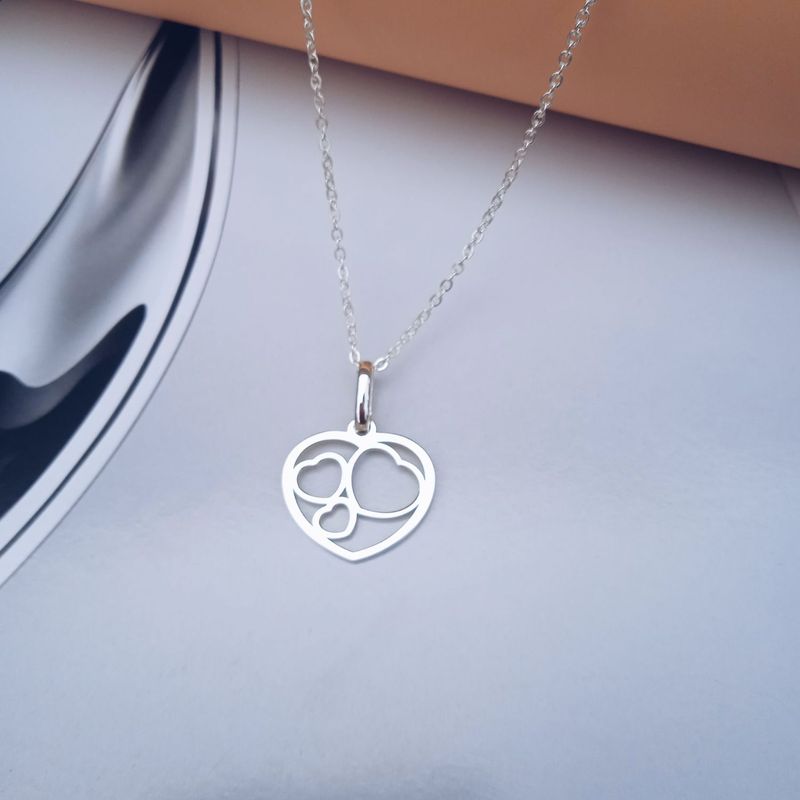 GENERICO - Collar corazon tri elaborado en plata