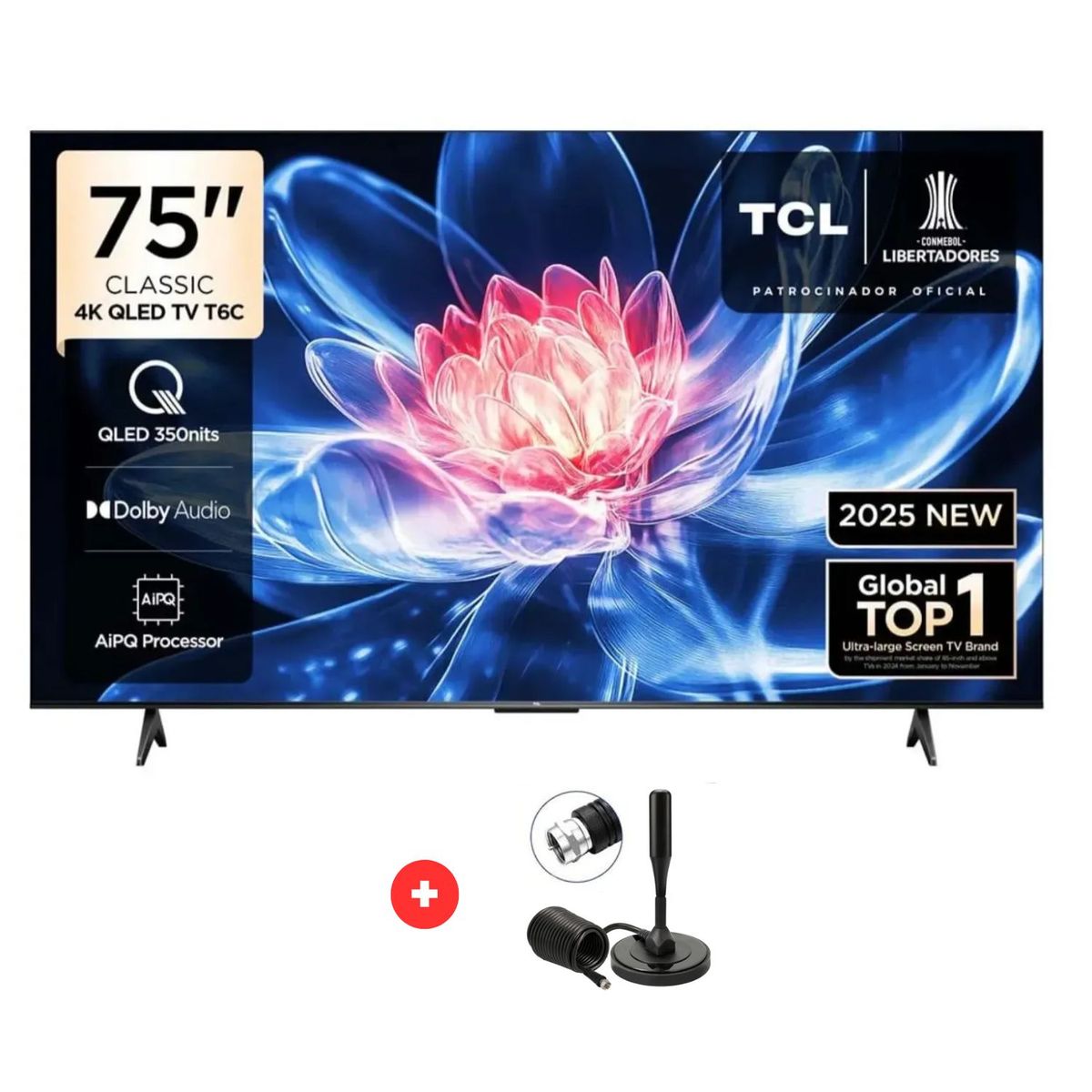TCL - TELEVISOR TCL QLED 75 75T6C UHD 4K SMART TV + ANTENA DIGITAL