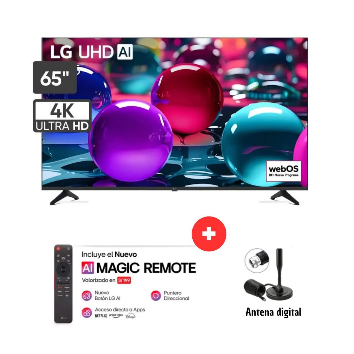 LG - TELEVISOR 65 LG 65UA7300PSB  UHD 4K THINQ AI 2025 + CONTROL MAGIC + ANTENA DIGITAL