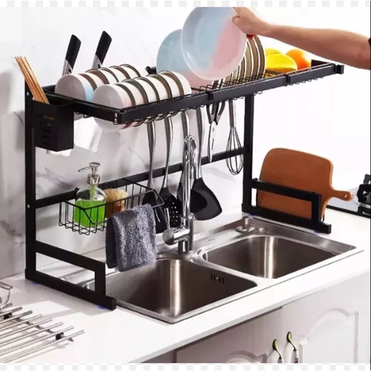GENERICO - Estante de secado de platos de acero inoxidable rack 85 cm