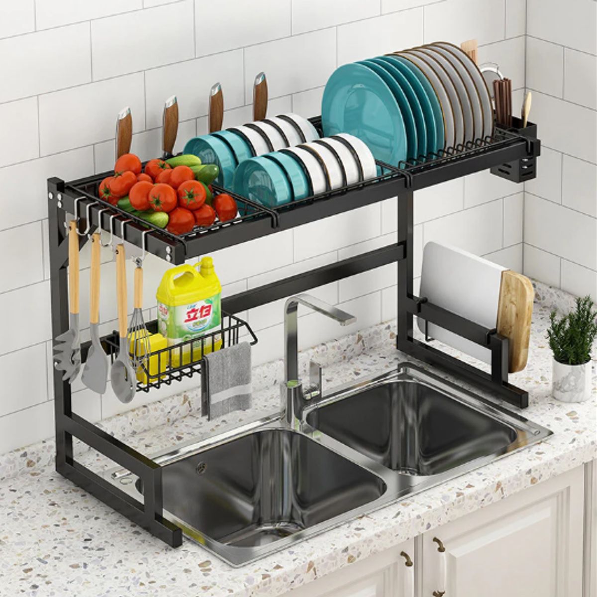 GENERICO - Estante de secado de platos de acero inoxidable rack 85 cm