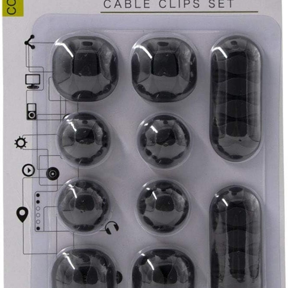 GENERICO - Set Juego Clip de Cable Cargador Usb Soporte de Cable NEGRO