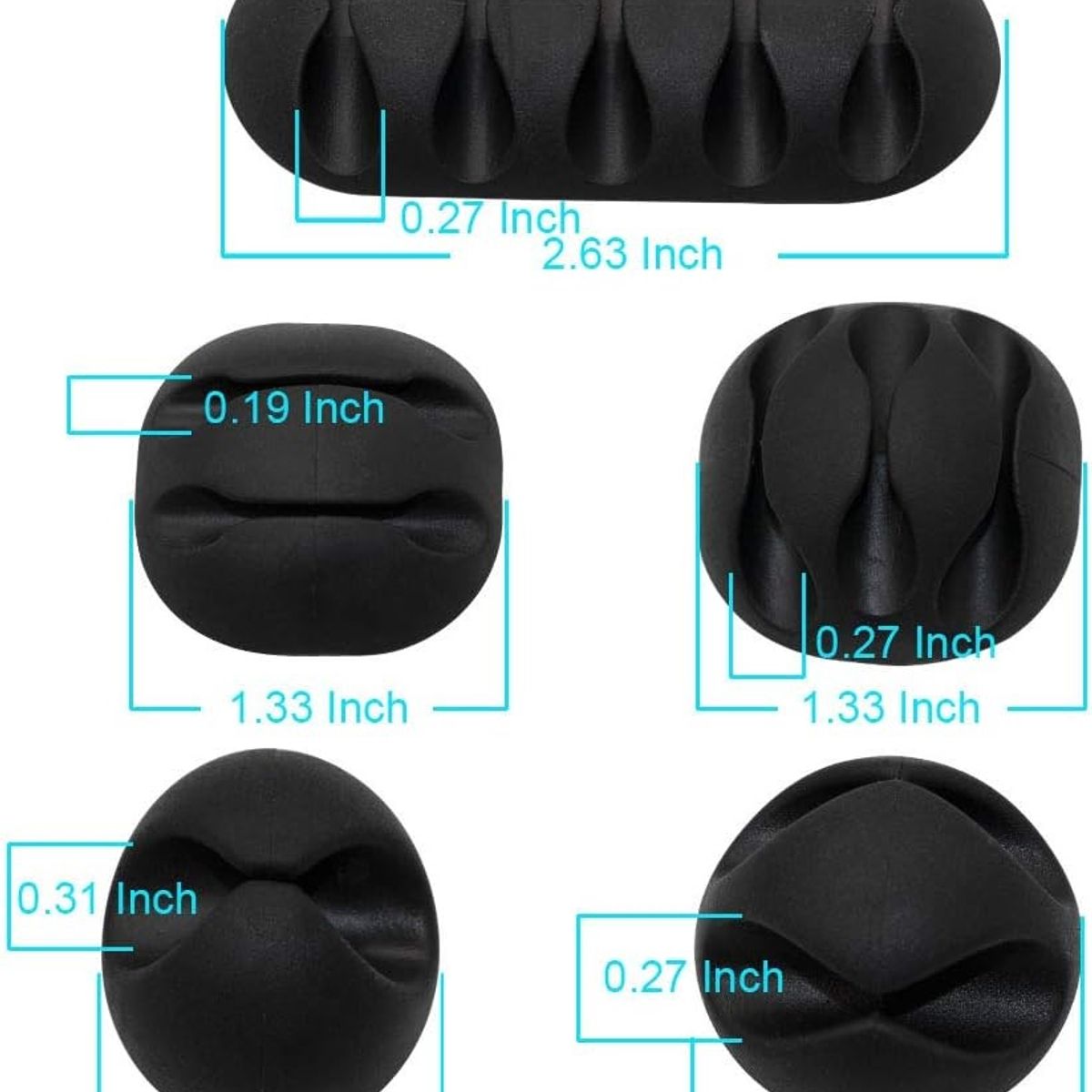 GENERICO - Set Juego Clip de Cable Cargador Usb Soporte de Cable NEGRO