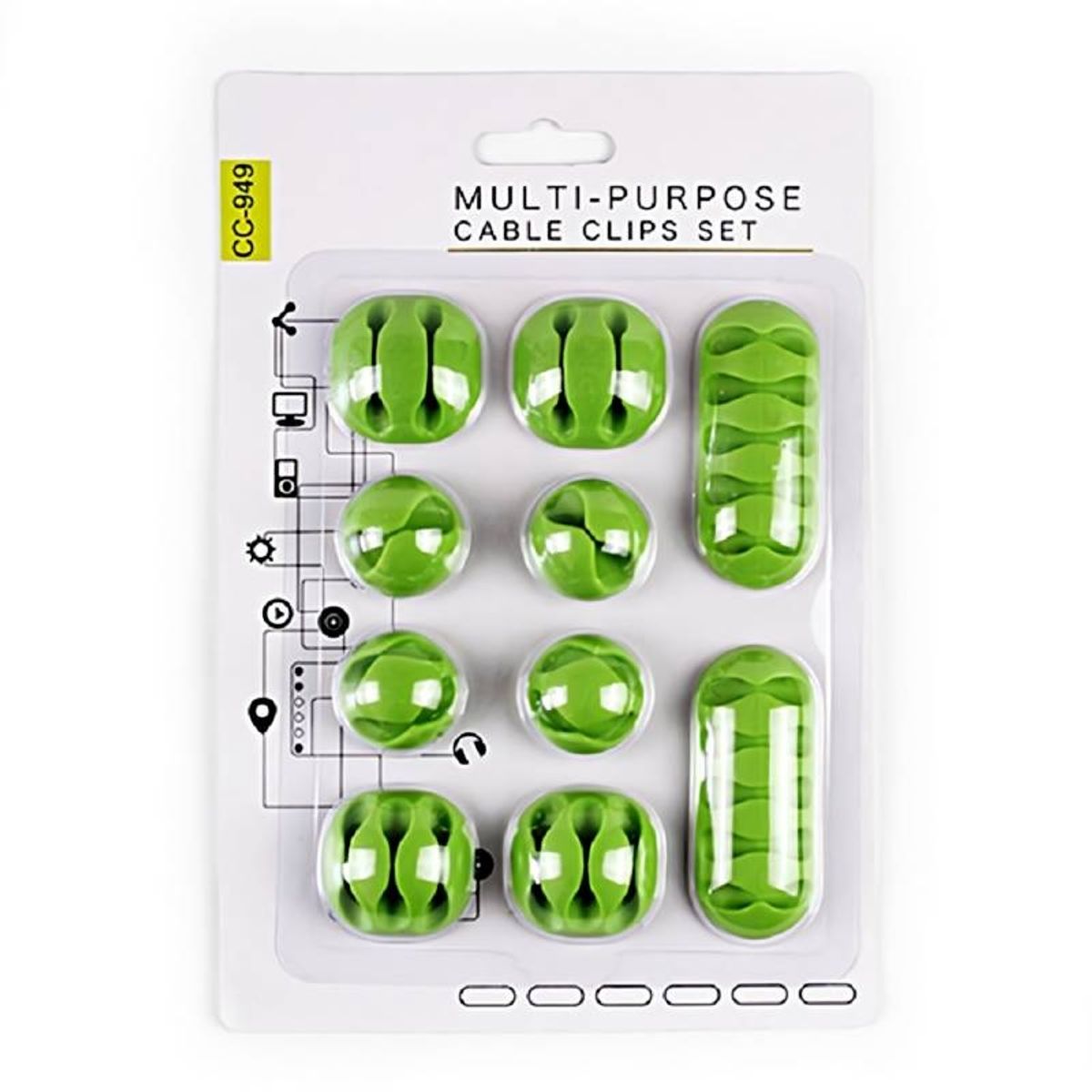 GENERICO - Clips Multiusos para Cables, Clips para Cables 10 UND VERDE