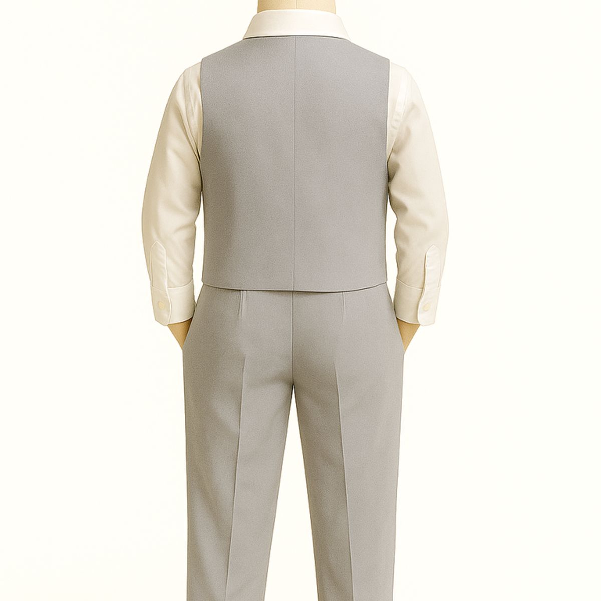 GENERICO - Traje plomo para niño con pantalón chaleco y corbata michi en casimir