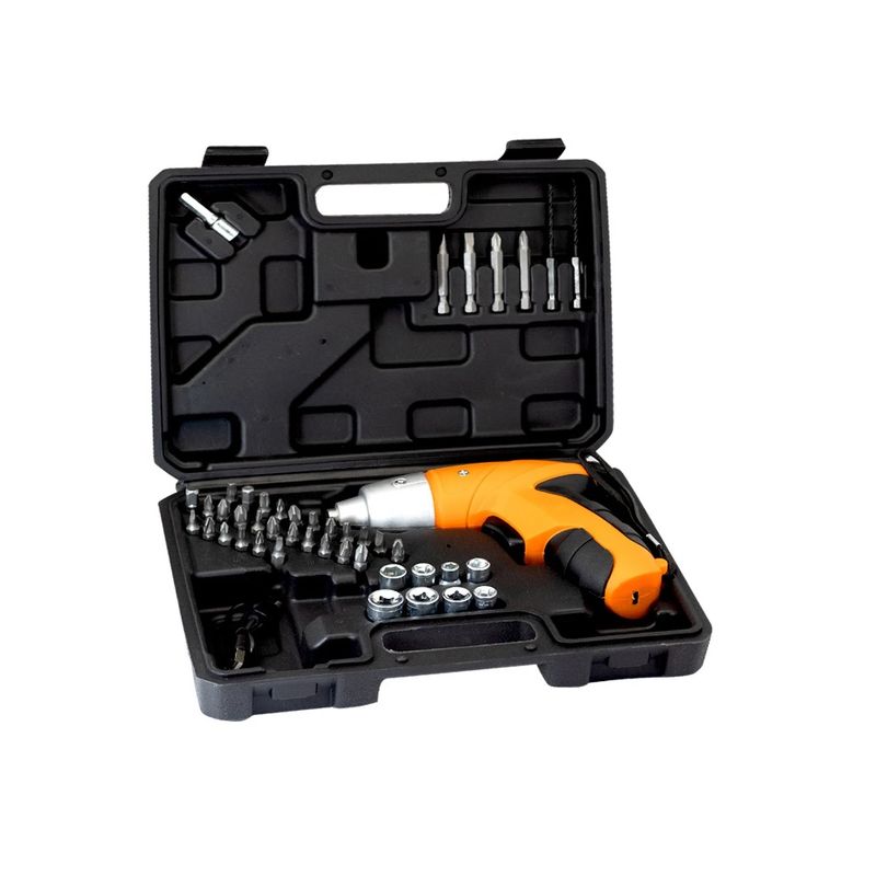 GENERICO - Pistola Atornillador y Destornillador Eléctrico Recargable 45 Pcs NARANJA