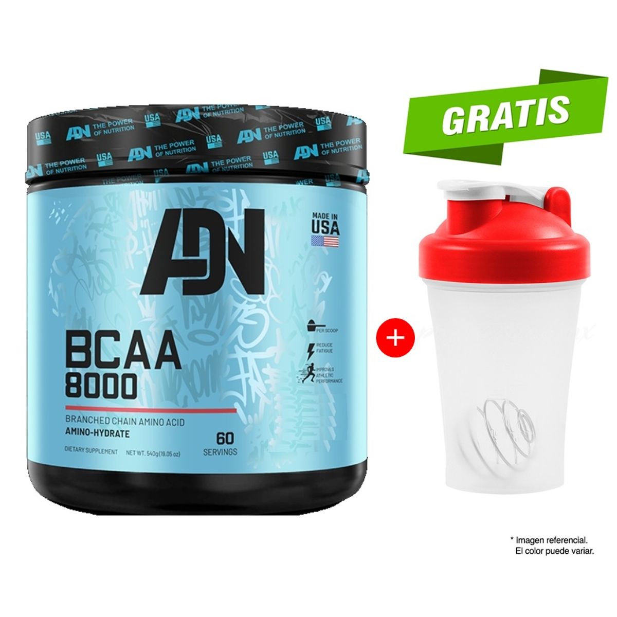 ADN - BCAA 8000 AMINOACIDO 540G GREEN APPLE ADN NUTRITION