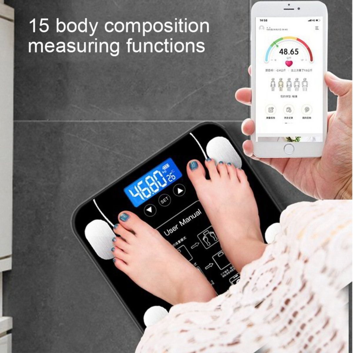 GENERICO - BALANZA INTELIGENTE RECARGABLE NEGRO DIGITAL